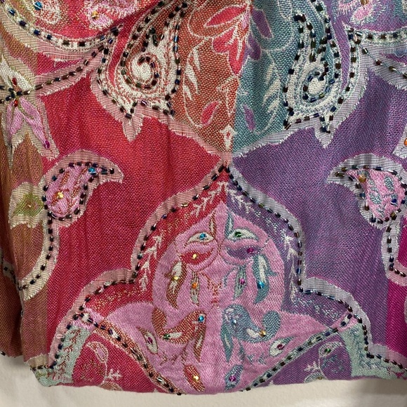 Anthropologie Raj Beaded Multi Colored Scarf Art to Wear - Picture 6 of 8